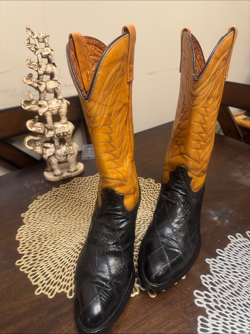 Ferrini Men’s Nash Exotic Ostrich Leg Two-Tone Leather Western Cowboy Boots